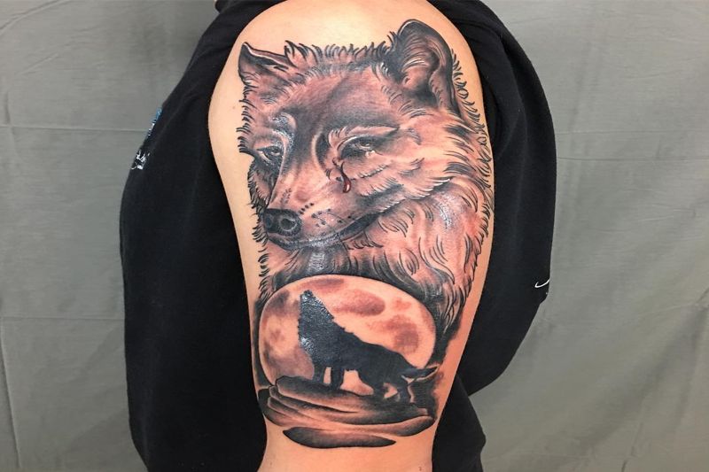 Hình xăm dán tattoo chó sói TH202