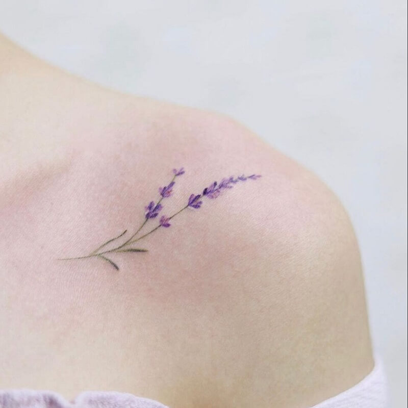 Lavender tattoo  hình xăm hoa oải hương  Rotti tattoo  Neck tattoo  Lavender tattoo Leaf tattoos