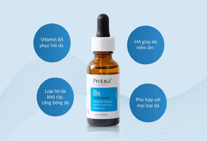 Serum B5 Pretasa có công dụng cung cấp rất nhiều vitamin, dưỡng chất tốt cho những làn da