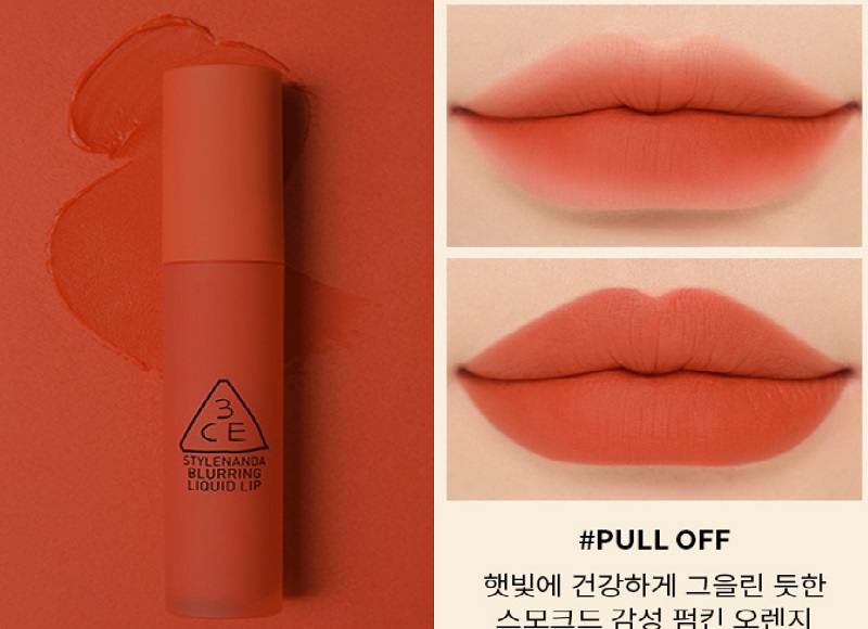 Son 3CE Blurring Liquid Lip Pull Off - Cam đỏ