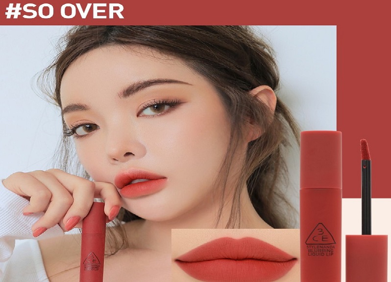 Son 3CE Blurring Liquid Lip màu So Over - Đỏ hồng