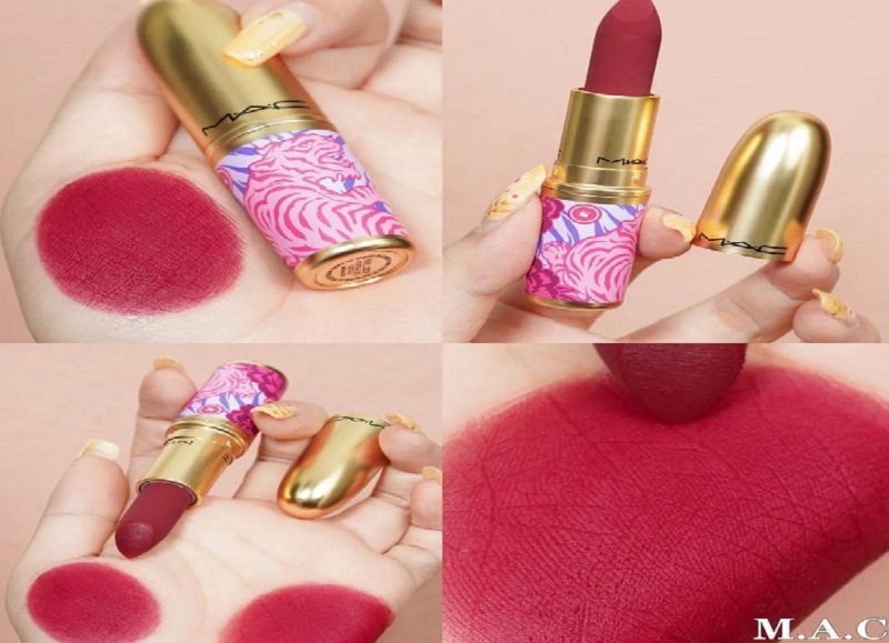 Son MAC Lunar Luck Powder Kiss màu Pute Luck đỏ mận quyến rũ