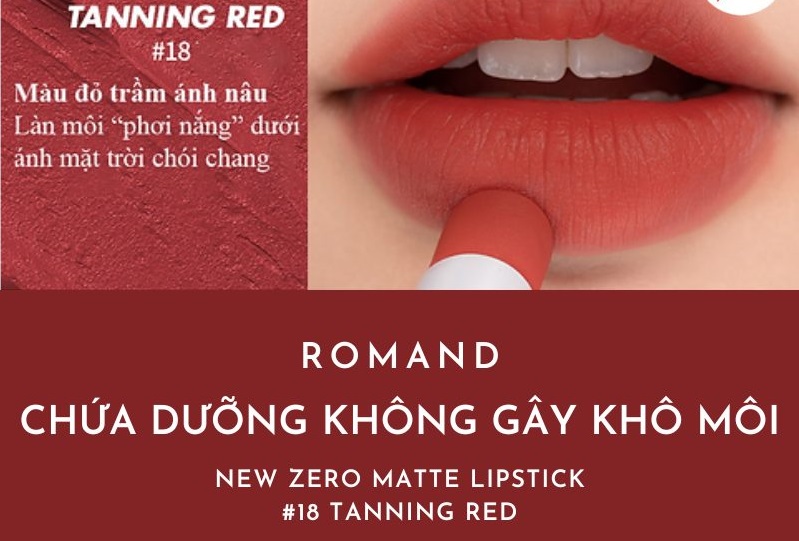 Son Romand màu 18 - Tanning Red (Đỏ ánh nâu)