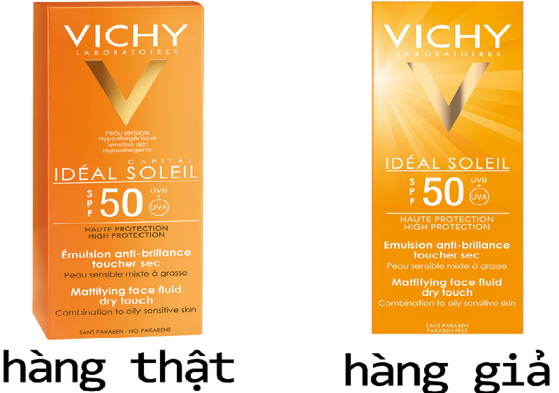 kem chống nắng Vichy đã đổi sang bao bì mới còn hàng fake vẫn làm theo dạng cũ