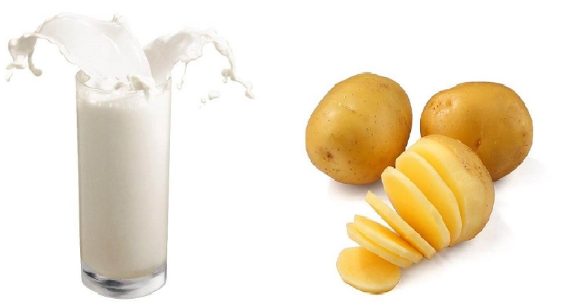 Da trắng sáng bằng việc đắp sữa tươi và khoai tây