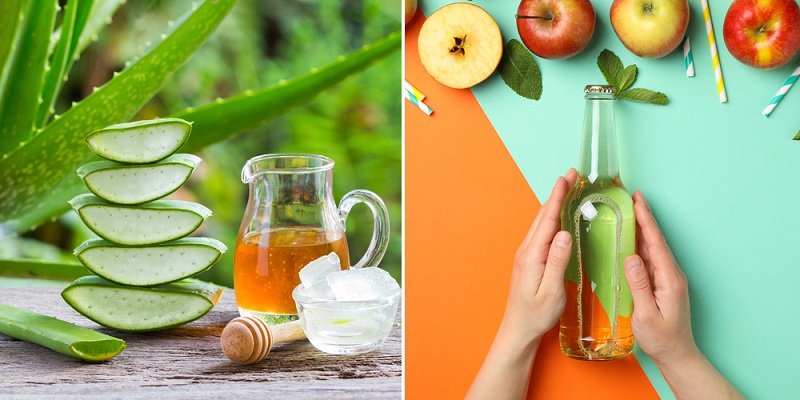 ว่านหางจระเข้และน้ำส้มสายชูหมักจากแอปเปิ้ล