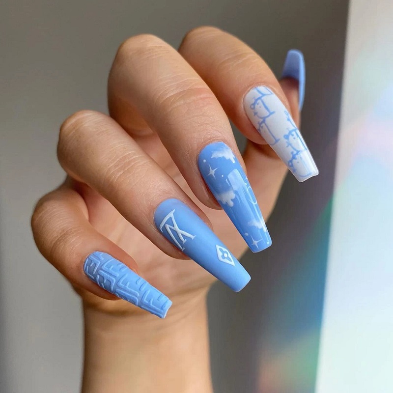 Mẫu nail xanh dương