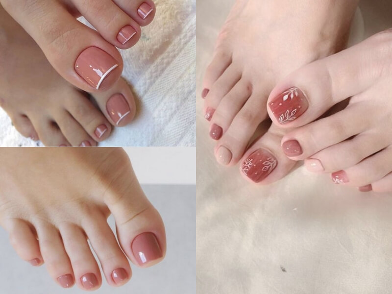 Với những cô nàng yêu thích sự sang chảnh, kiêu sa thì có thể chọn màu nail móng chân là hồng đất