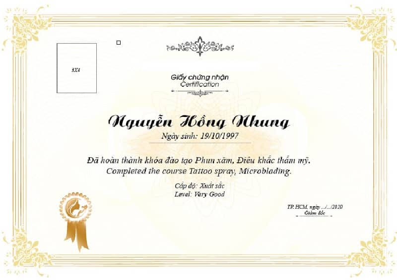 chứng chỉ hành nghề phun xăm thẩm mỹ